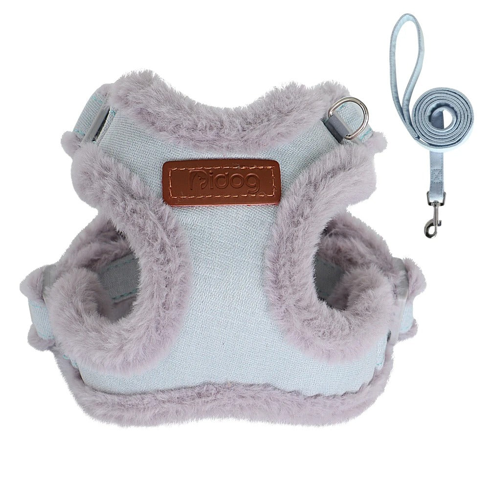 Warm Plush Dog Harness with Leash – Soft, Cozy & Adjustable