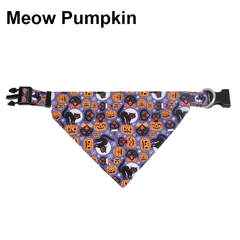 Halloween cat Bandana Collar – Adjustable & Comfortable