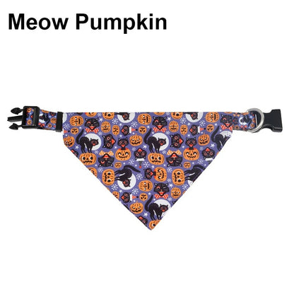 Halloween cat Bandana Collar – Adjustable & Comfortable